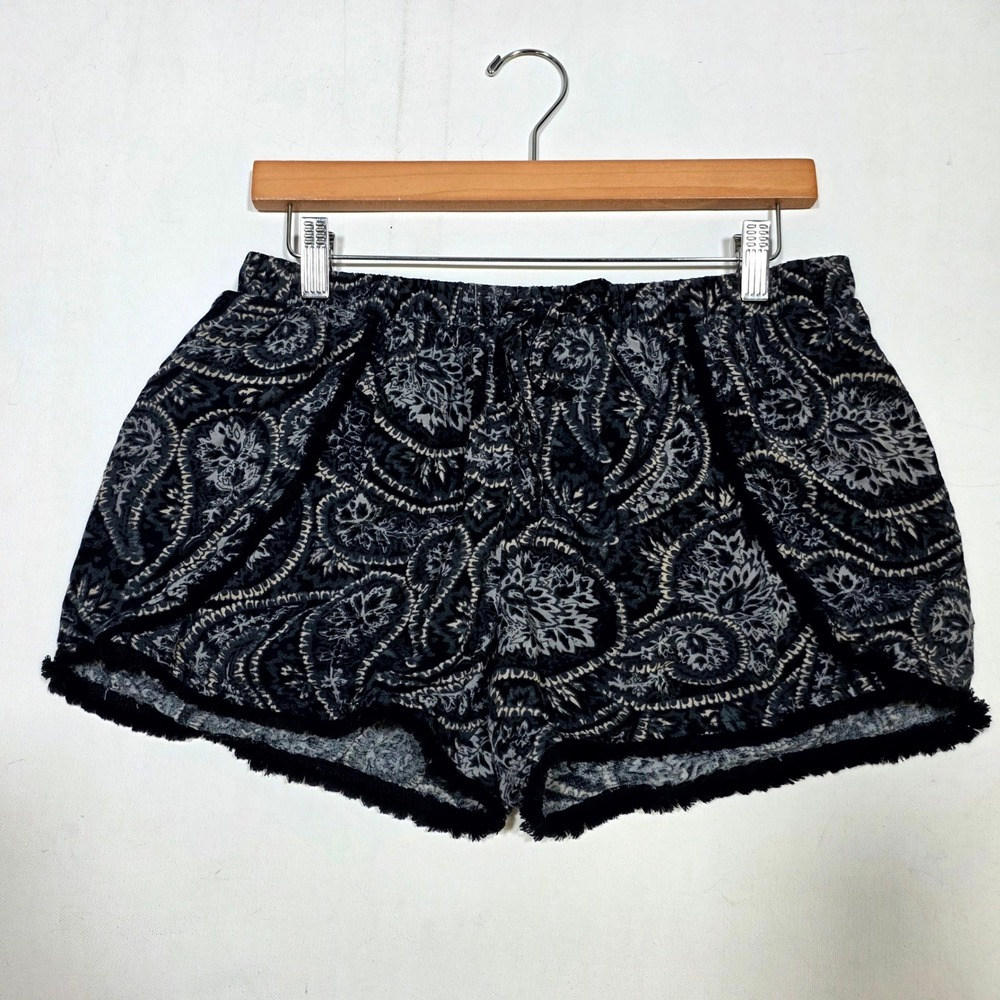 Mossimo Supply Shorts Womens M Black Paisley Fringe Boho Festival Summer Casual
